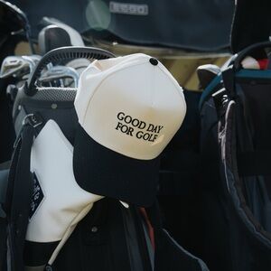 FULL WEDGE- Good Day for Golf Black and White Cap